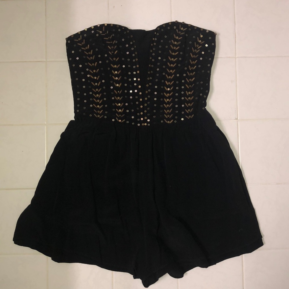 Black strapless romper, size small